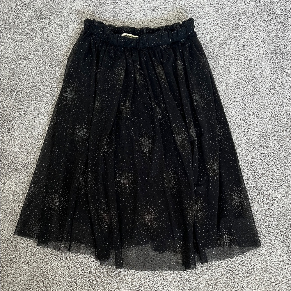 Love in Black Sparkle A-Line Skirt